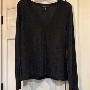 WHBM long sleeve black V-neck shirt size large